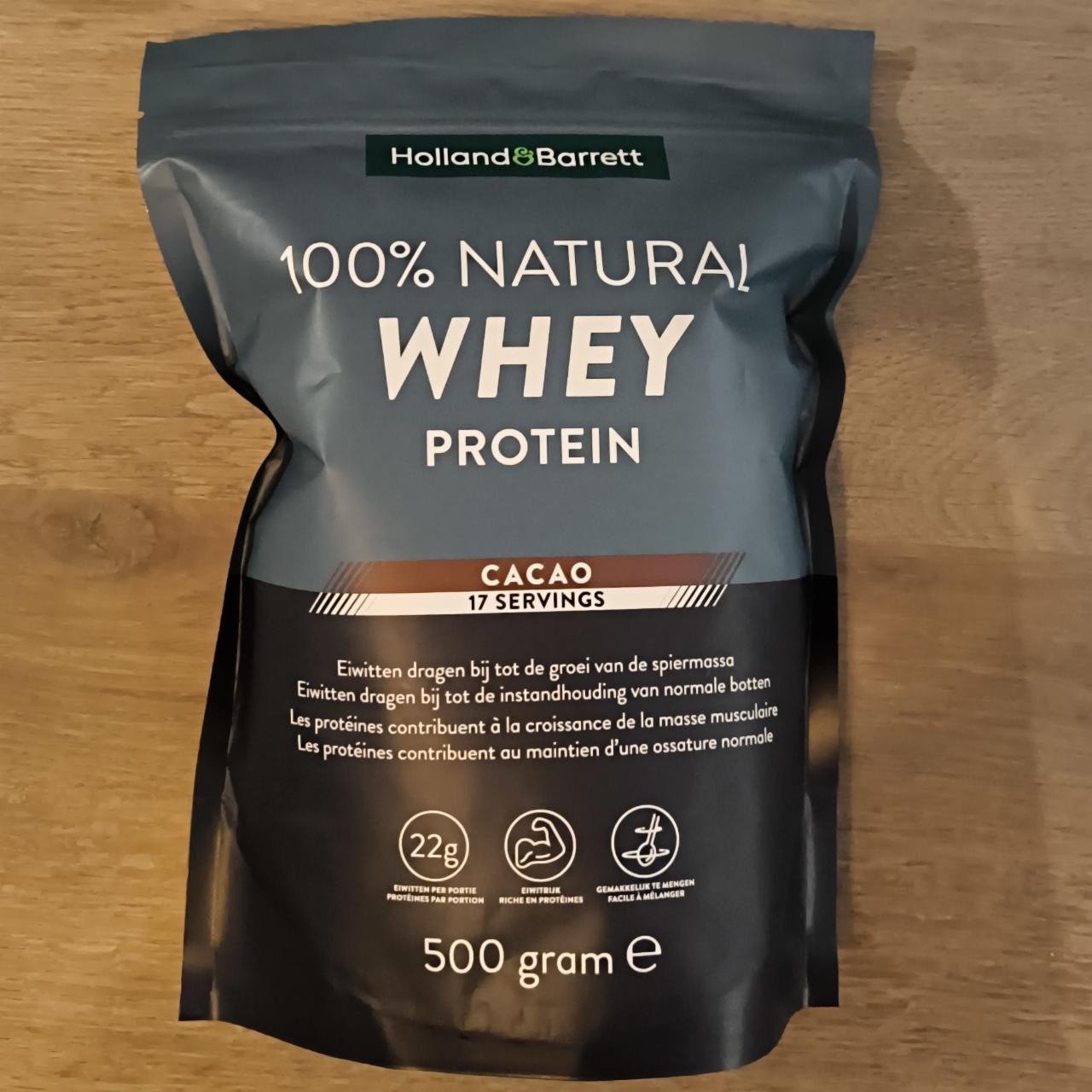 Fotografie - 100% Natural whey protein cacao Holland & Barrett