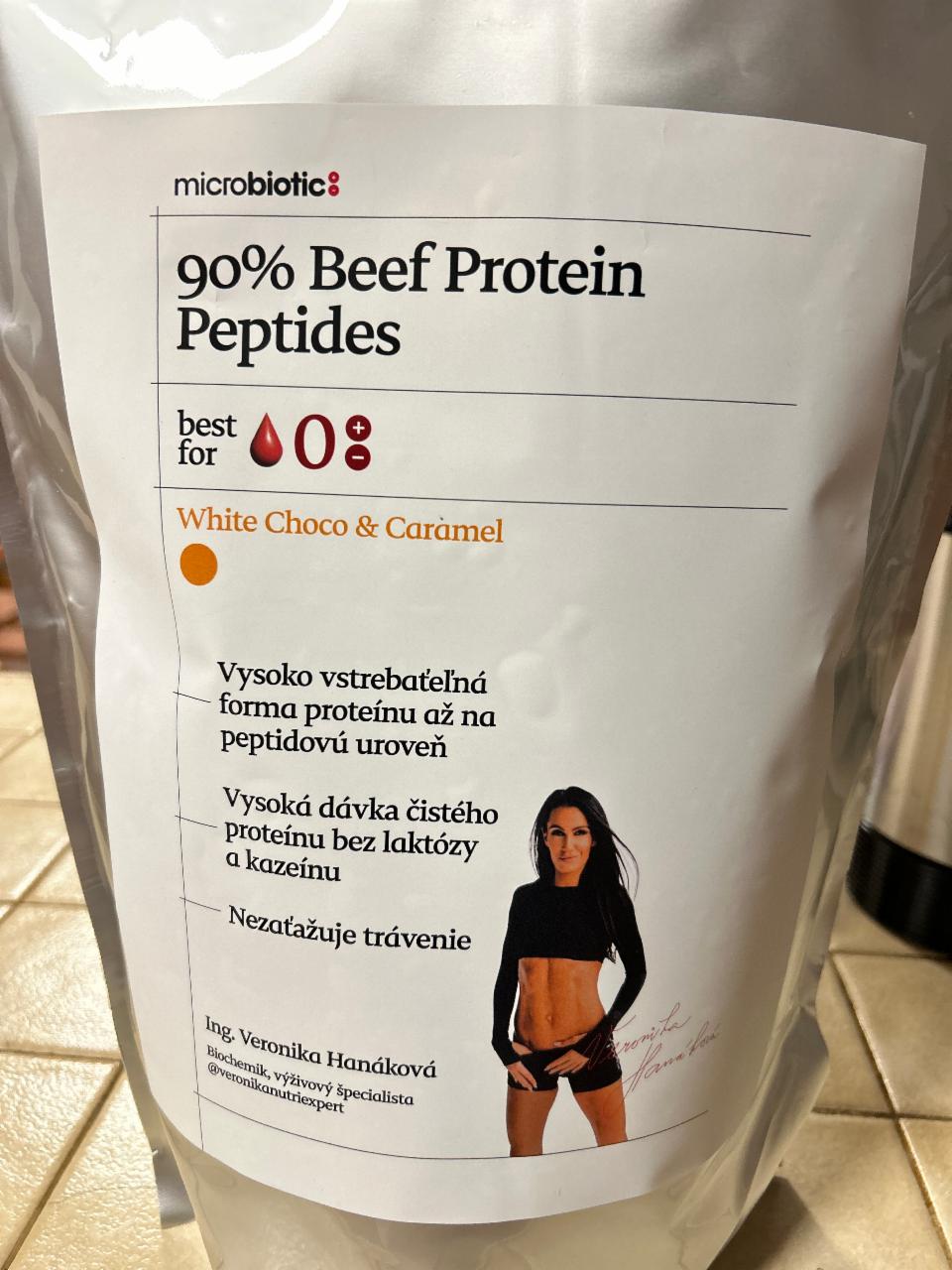 Fotografie - 90% Beef Protein Peptides White Choco & Caramel microbiotic