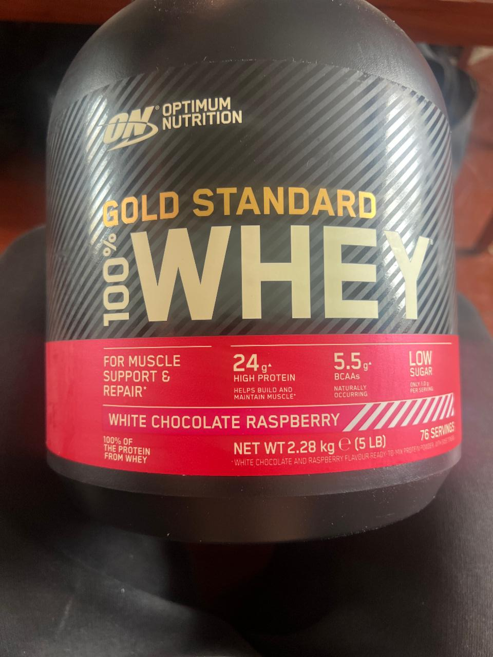 Fotografie - Protein WHEY 100 % gold st. bíla čokoláda a malina