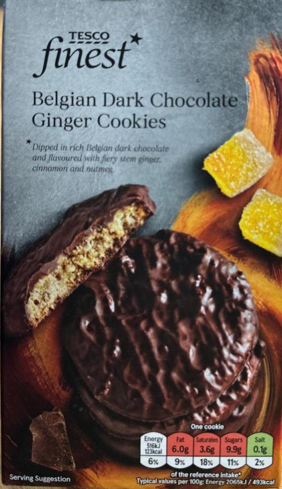 Fotografie - Belgian Dark Chocolate Ginger Cookies Tesco finest