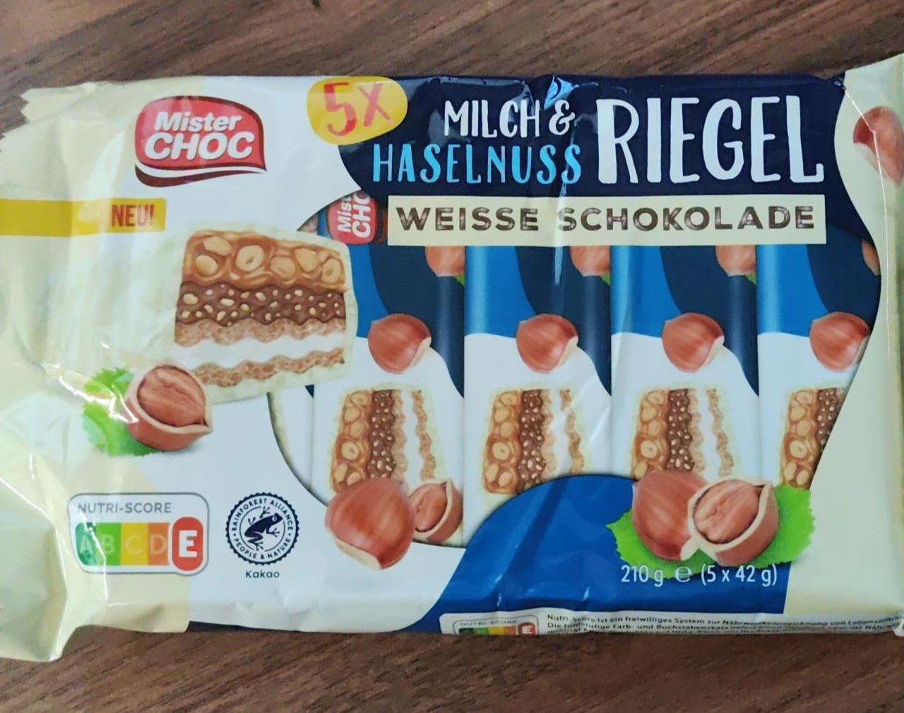 Fotografie - Milch & Haselnuss Riegel Weisse Schokolade Mister Choc