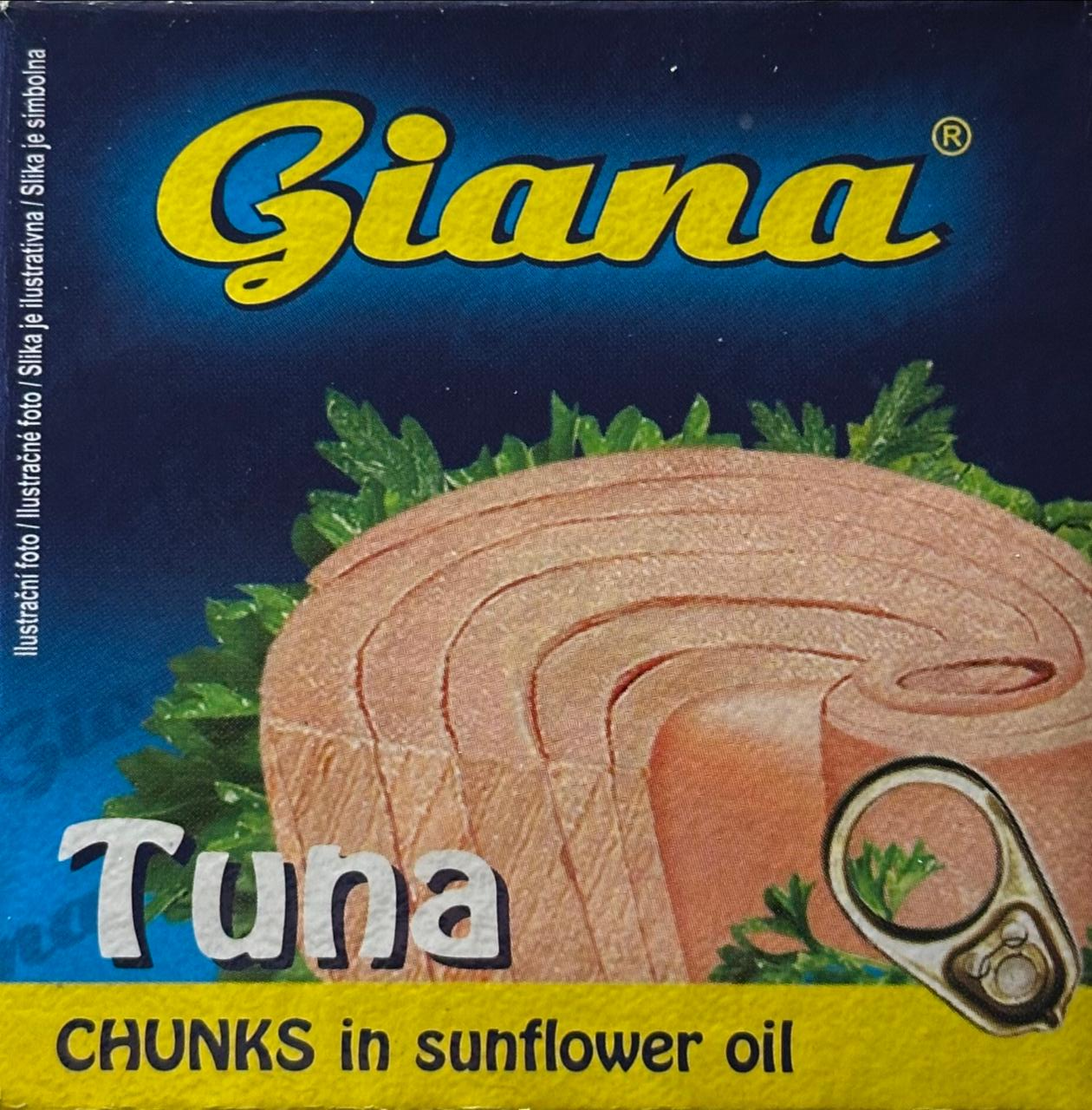 Fotografie - Tuna chunks in sunflower oil Giana