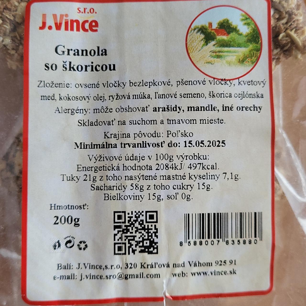 Fotografie - Granola so škoricou J.Vince