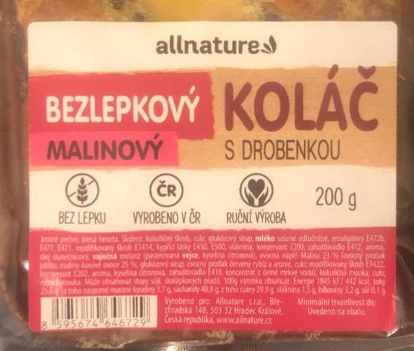 Fotografie - Bezlepkový malinový koláč s drobenkou Allnature