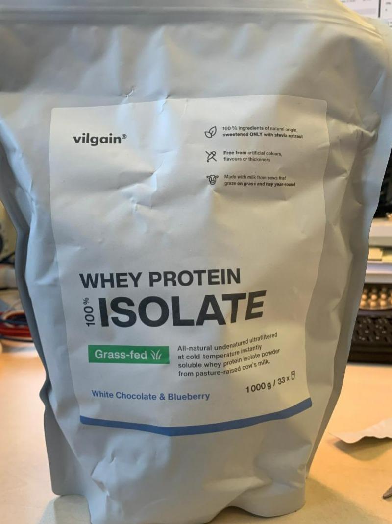 Fotografie - Whey protein isolate grass-fed white chocolate & blueberry Vilgain