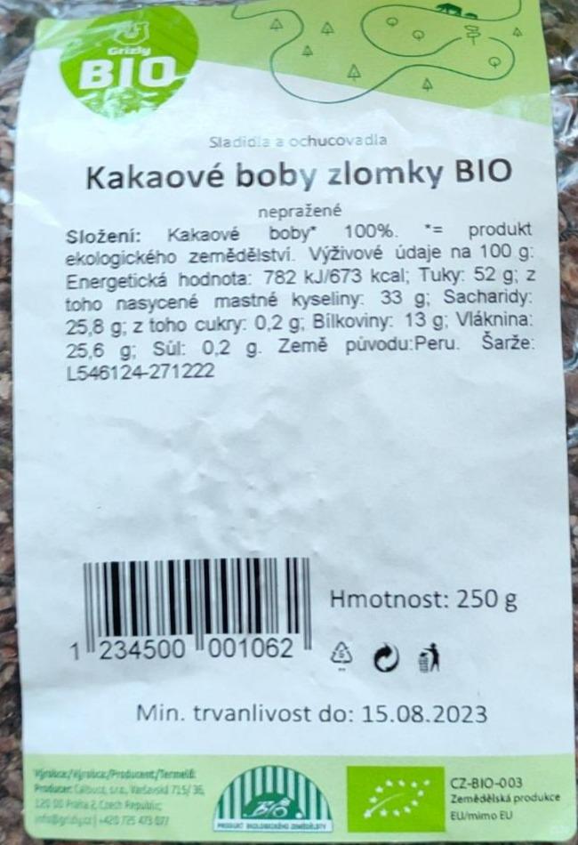 Fotografie - Kakaové boby zlomky BIO Grizly