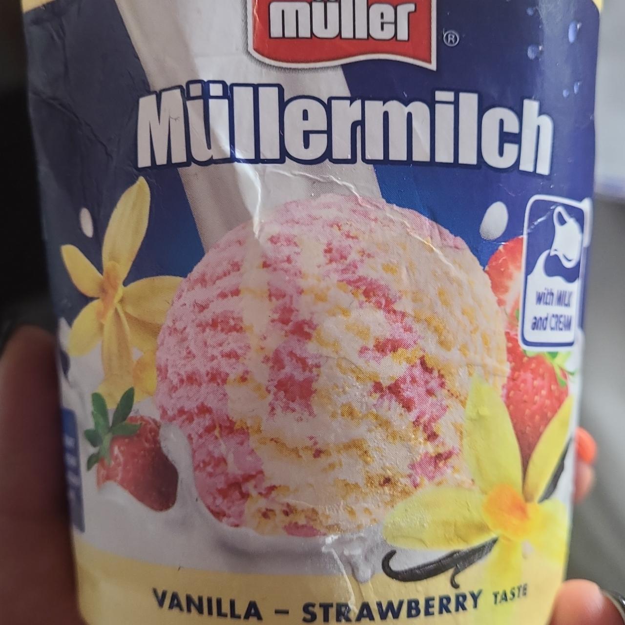 Fotografie - Müllermilch Vanilla - Strawberry taste Müller