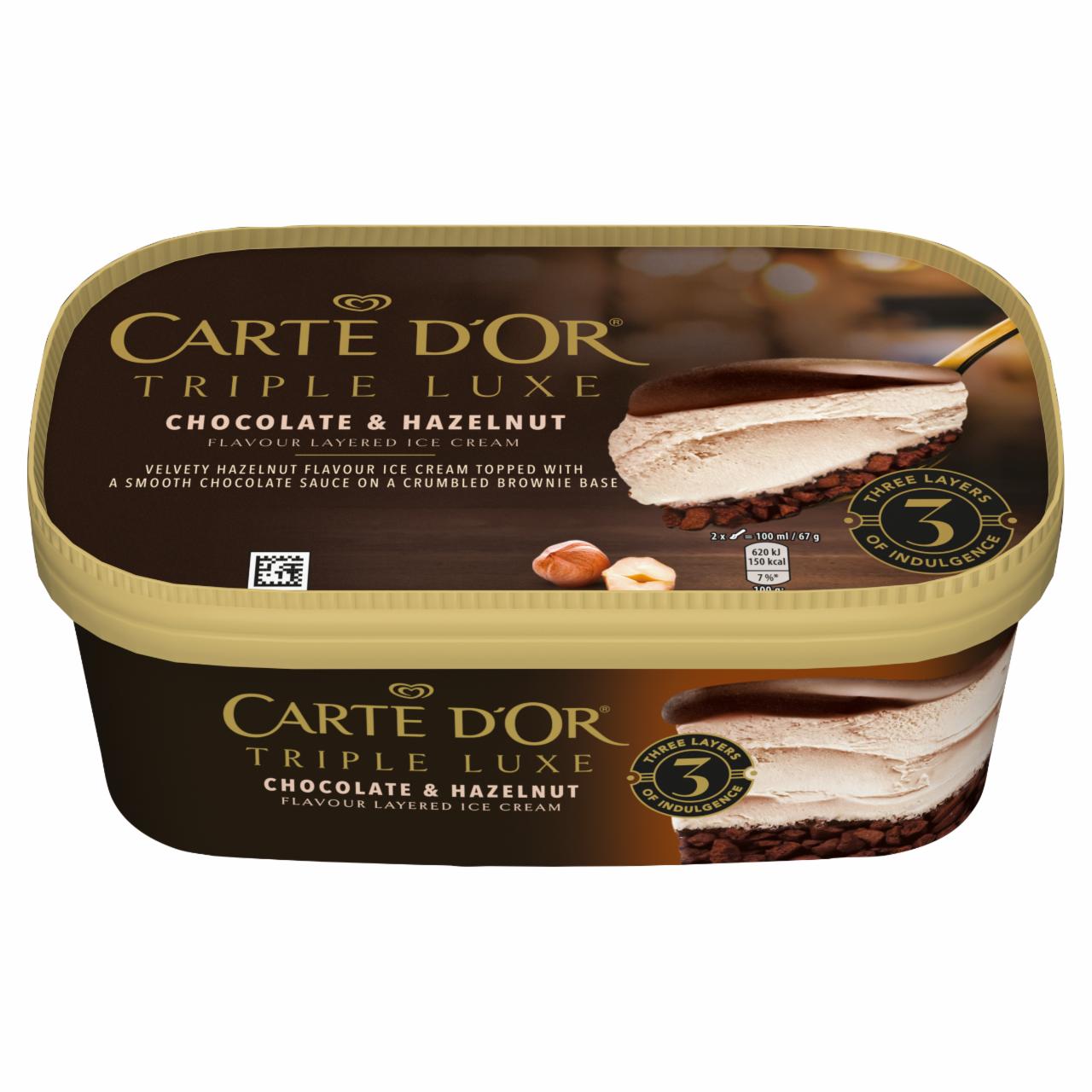 Fotografie - Triple Deluxe Chocolate & Hazelnut flavour layered ice cream Carte d'Or