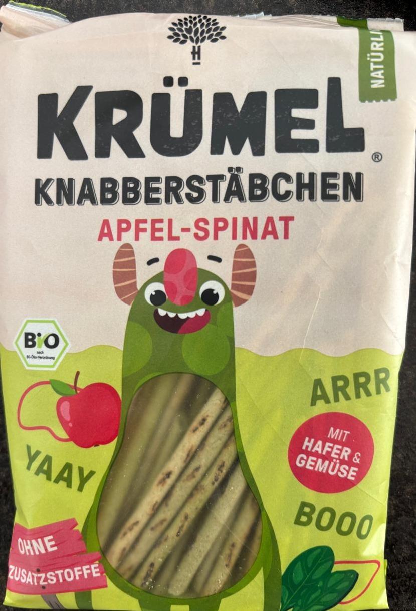 Fotografie - Knabberstäbchen apfel spinat Krümel