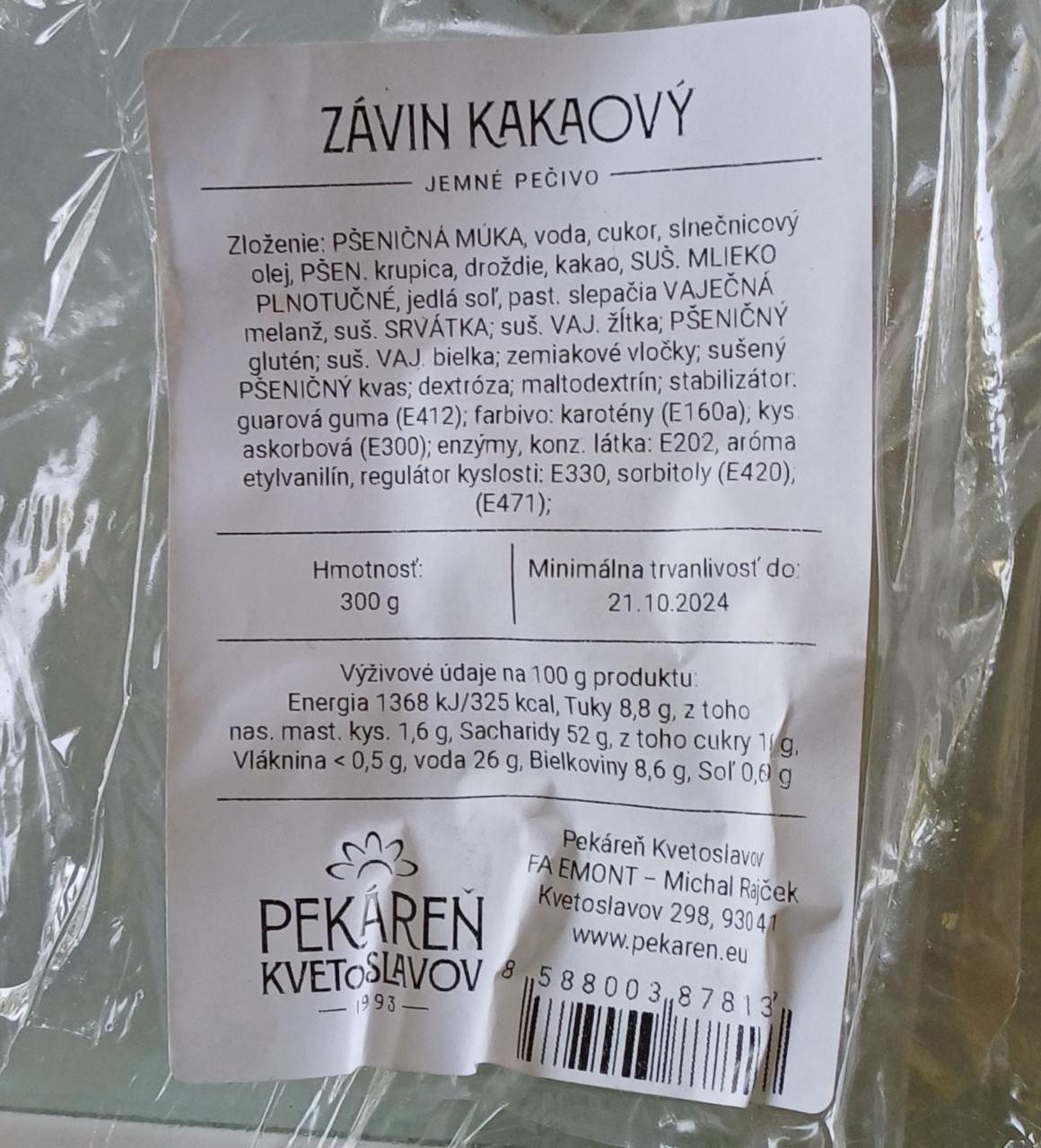 Fotografie - Závin kakaový Pekáreň Kvetoslavov