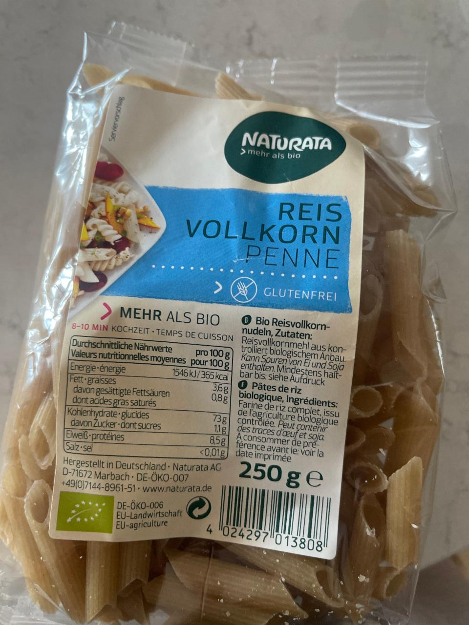 Fotografie - Bio Reis vollkorn penne glutenfrei Naturata