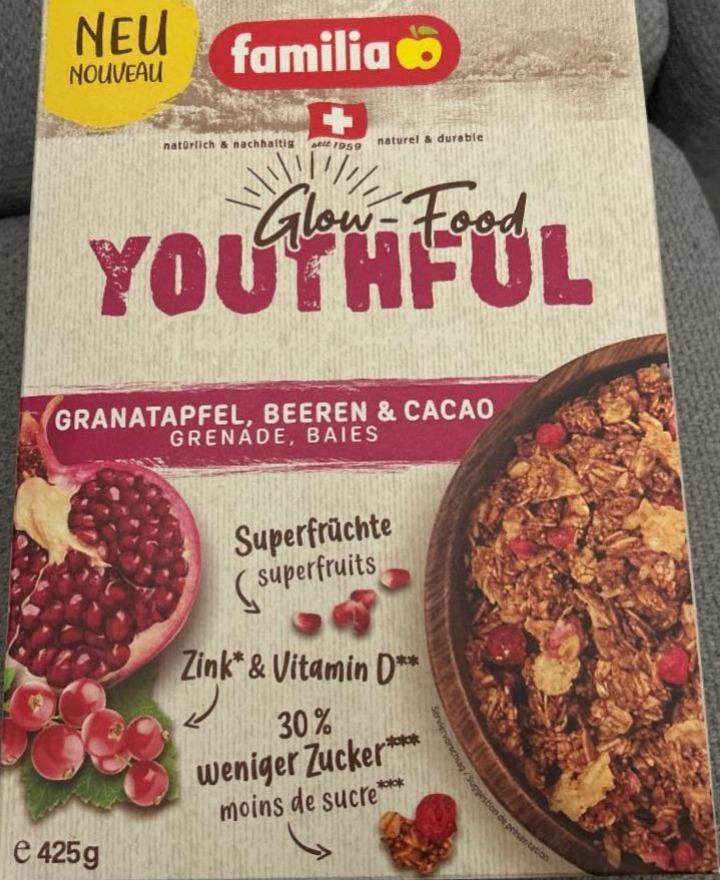 Fotografie - Glow-Food Youthful Granatapfel, Beeren & Cacao familia