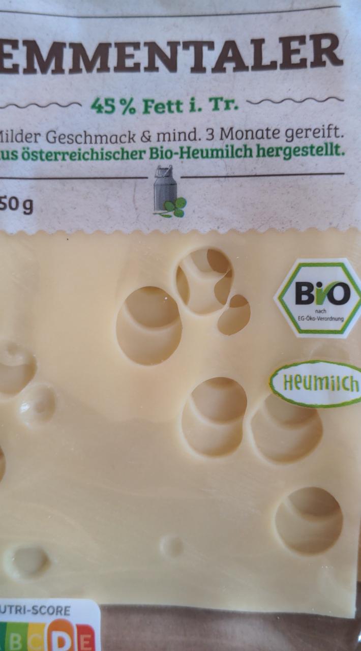 Fotografie - Emmentaler 45% Fett REWE Bio