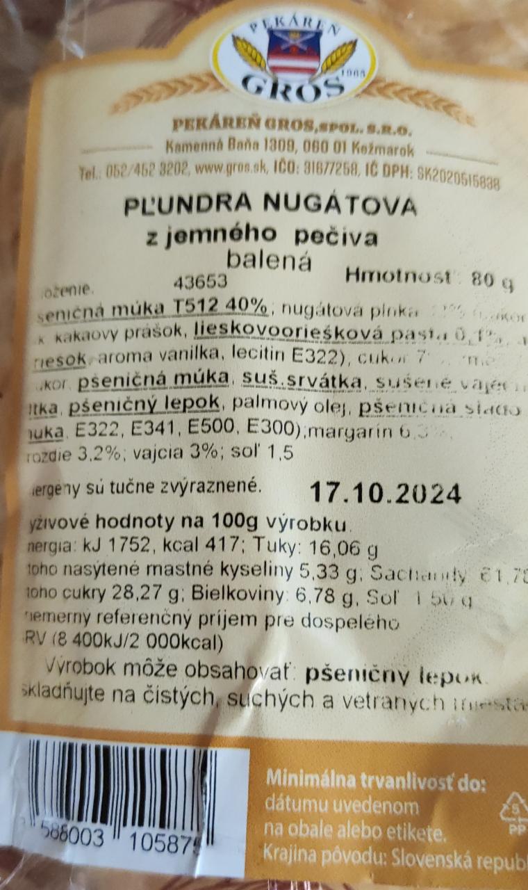 Fotografie - Pľundra nugátová Pekáreň Gros