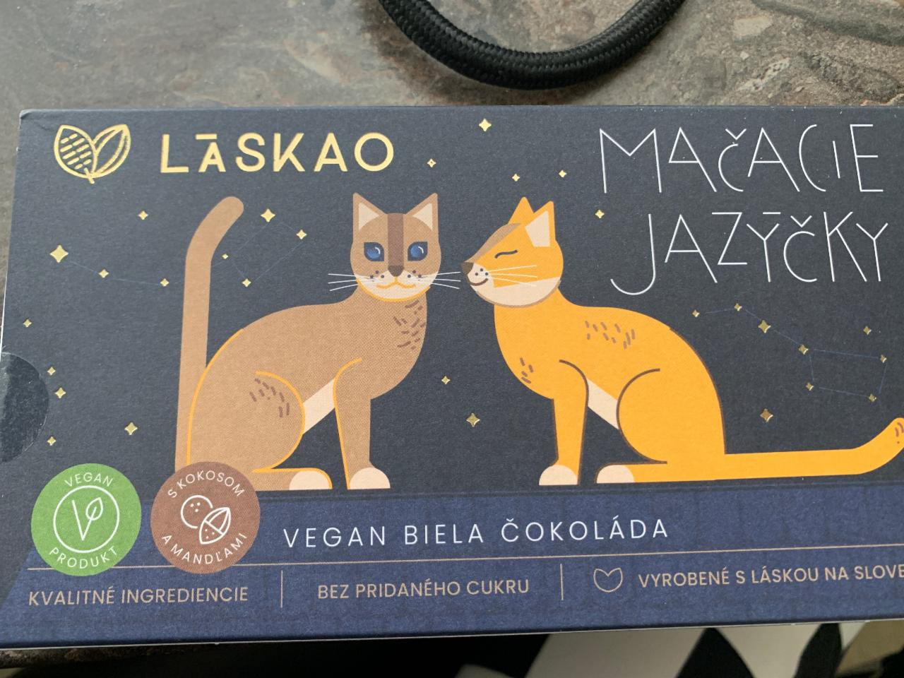 Fotografie - Mačacie jazýčky vegan biela čokoláda Laskao