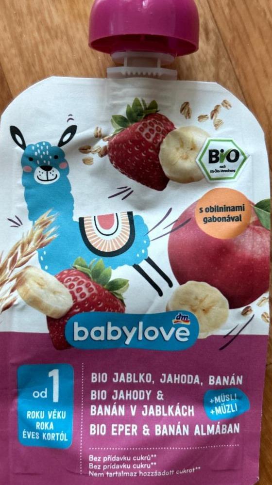 Fotografie - BIO ovocný příkrm v sáčku jahoda, banán & müsli - Babylove