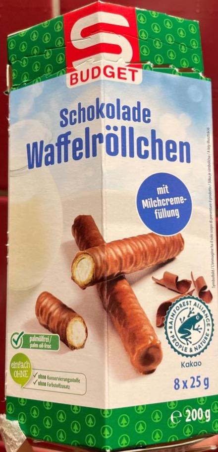 Fotografie - Schokolade Waffelrölchen mit Milchcreme-füllung S Budget