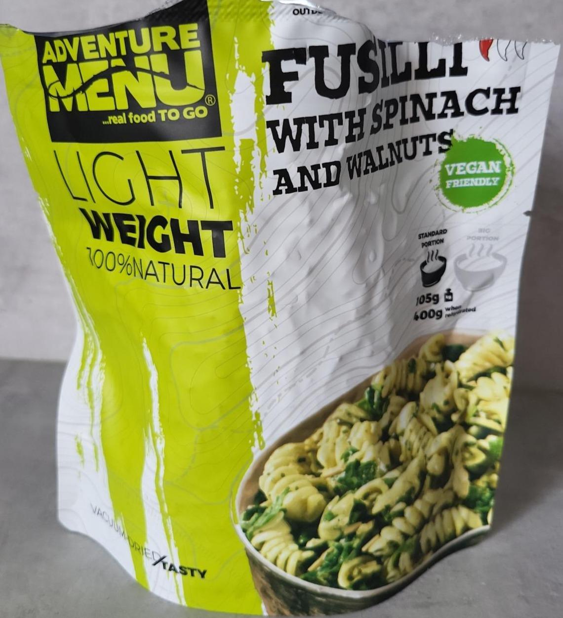 Fotografie - Fusilli with spinach and walnuts Adventure Menu