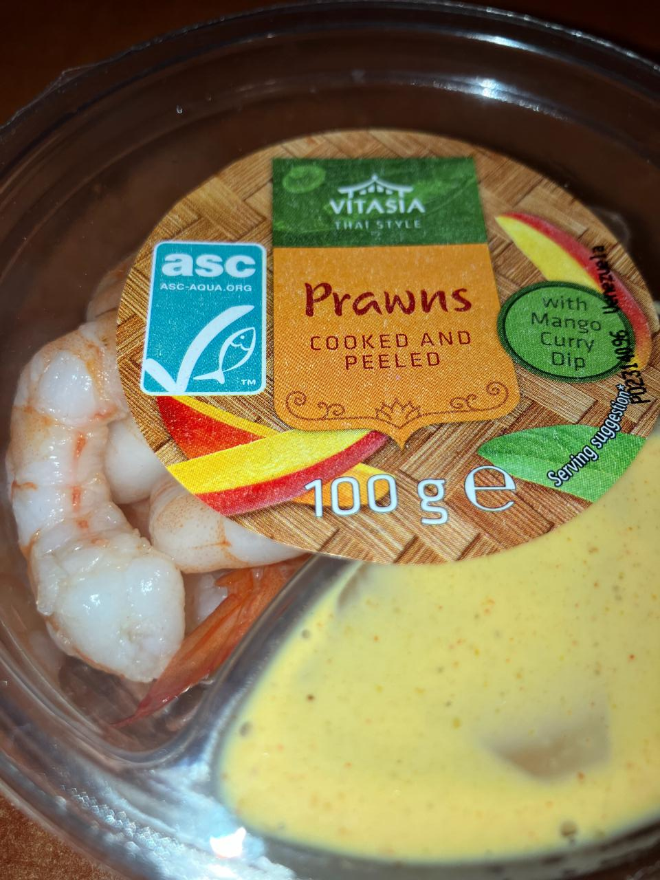 Fotografie - Prawns cooked and peeled with Mango Curry Dip Vitasia