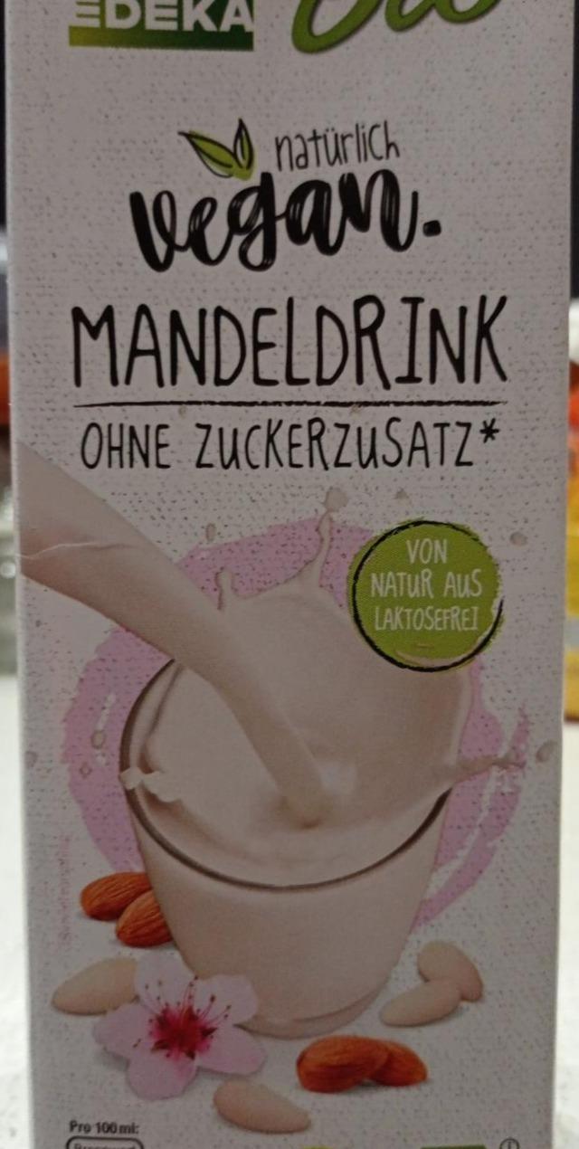 Fotografie - Vegan Mandeldrink ohne Zuckerzusatz Edeka Bio +