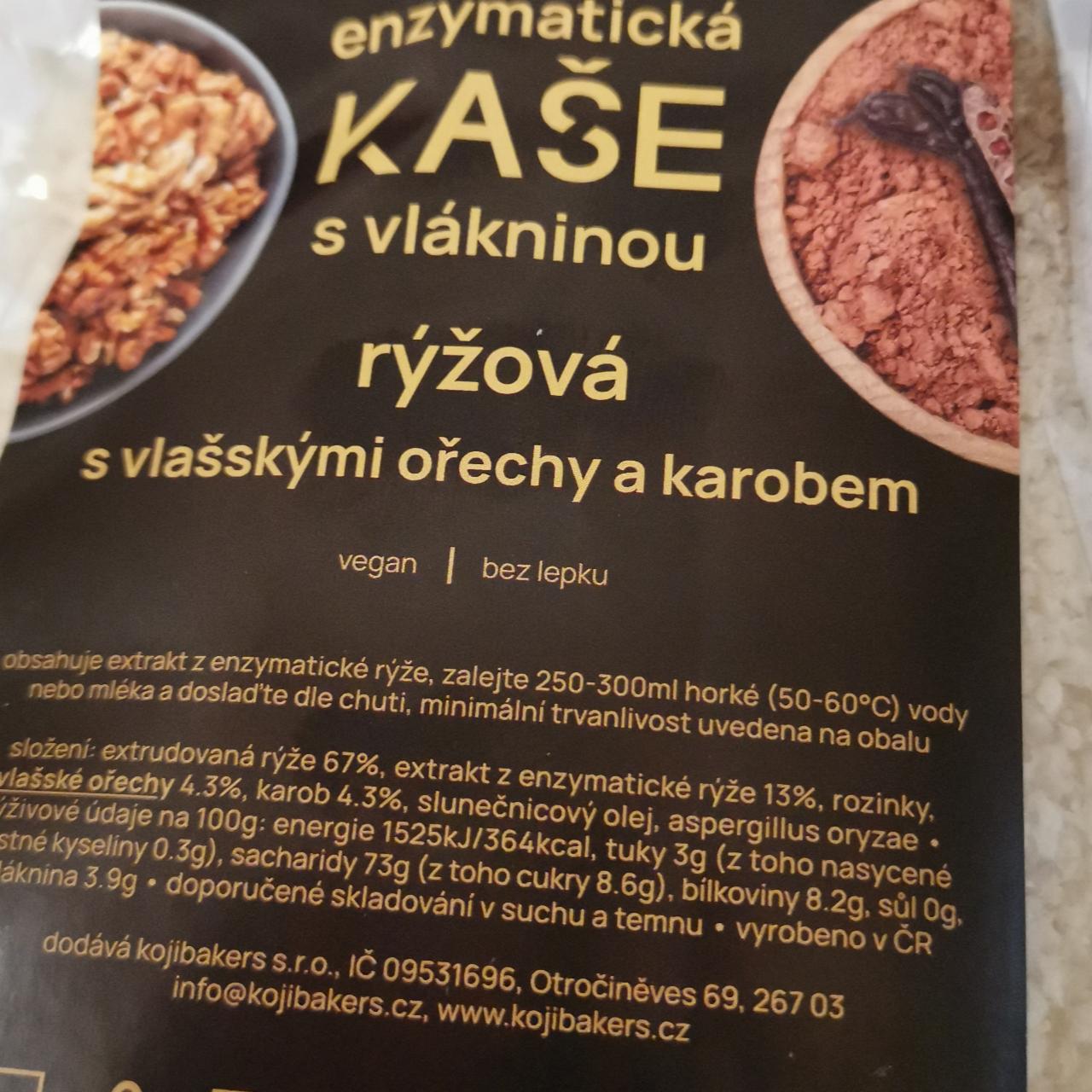 Fotografie - Enzymatická kaše s vlákninou rýžová s vlašskými ořechy a karobem Kojibakers