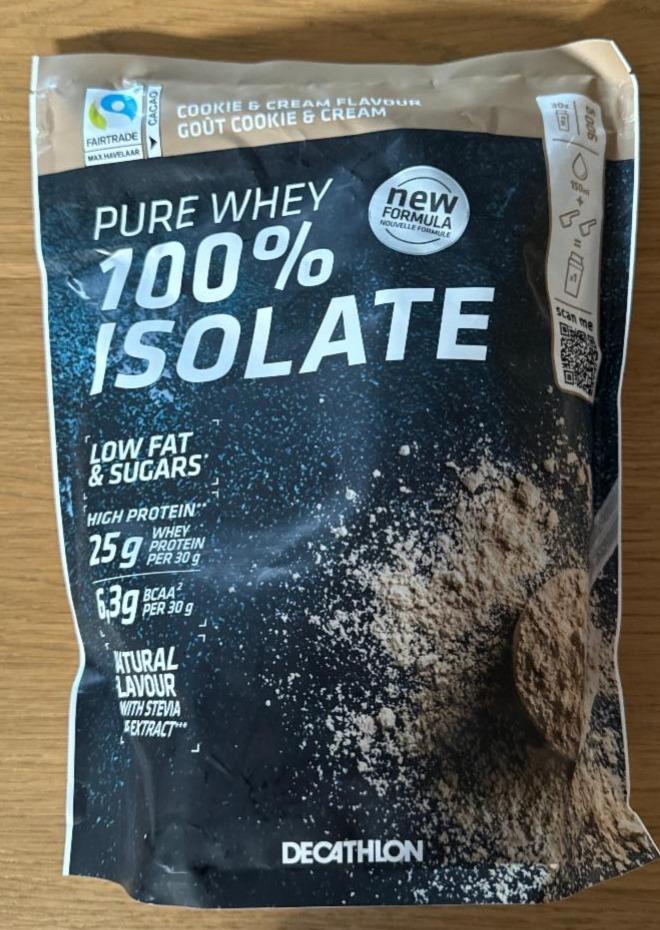 Fotografie - Pure Whey 100% Isolathe Cookie & Cream flavour Decathlon