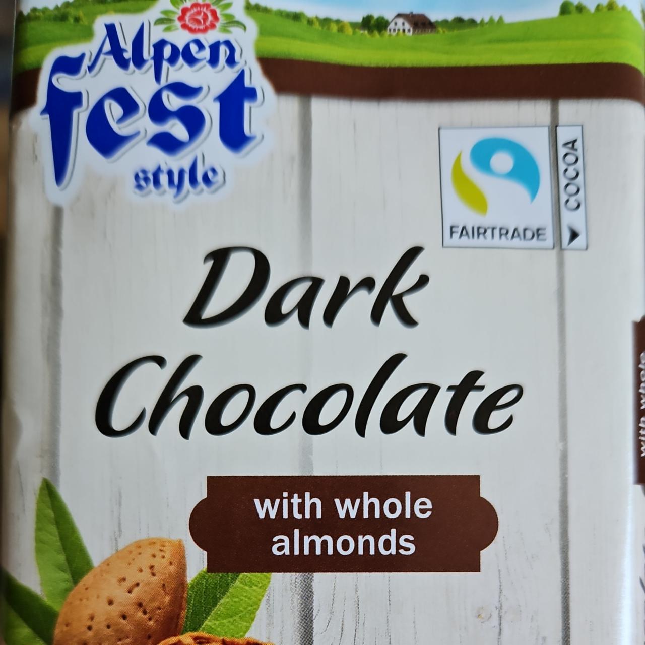 Fotografie - Dark Chocolate with whole almonds Alpen fest style