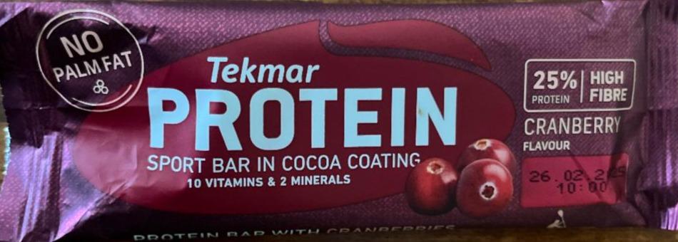 Fotografie - Protein sport bar in cocoa coating cranberry Tekmar