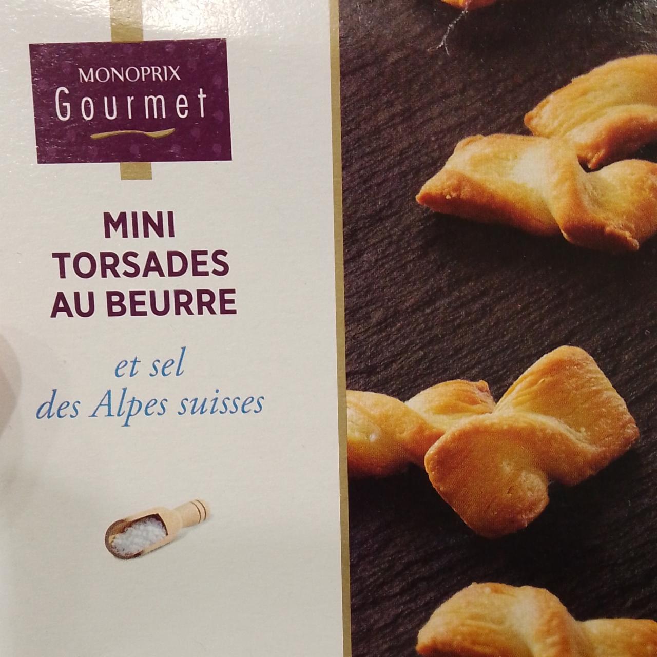 Fotografie - Mini torsades au beurre et sel des alpes suisses Monoprix Gourmet