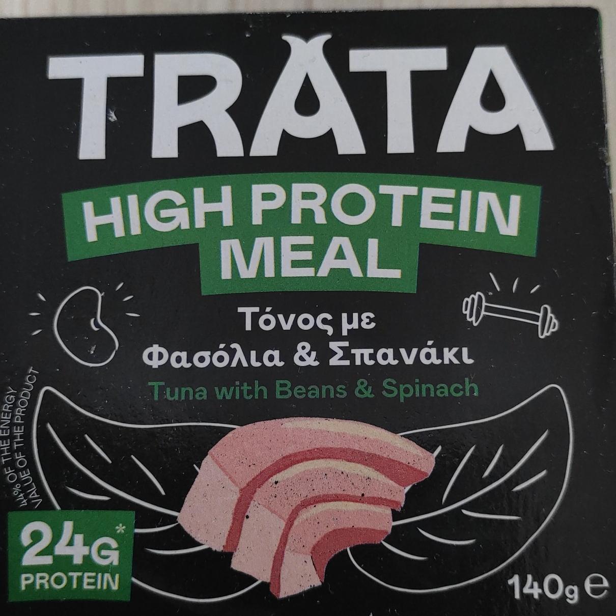 Fotografie - High protein meal tuna with beans & spinach Trata