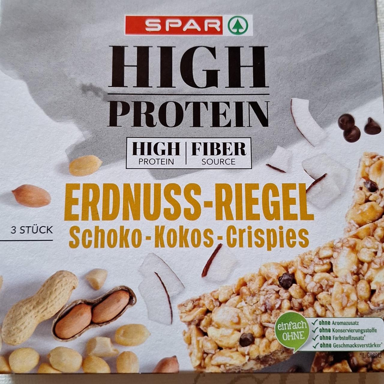 Fotografie - High Protein Erdnuss-Riegel Schoko - Kokos - Crispies Spar