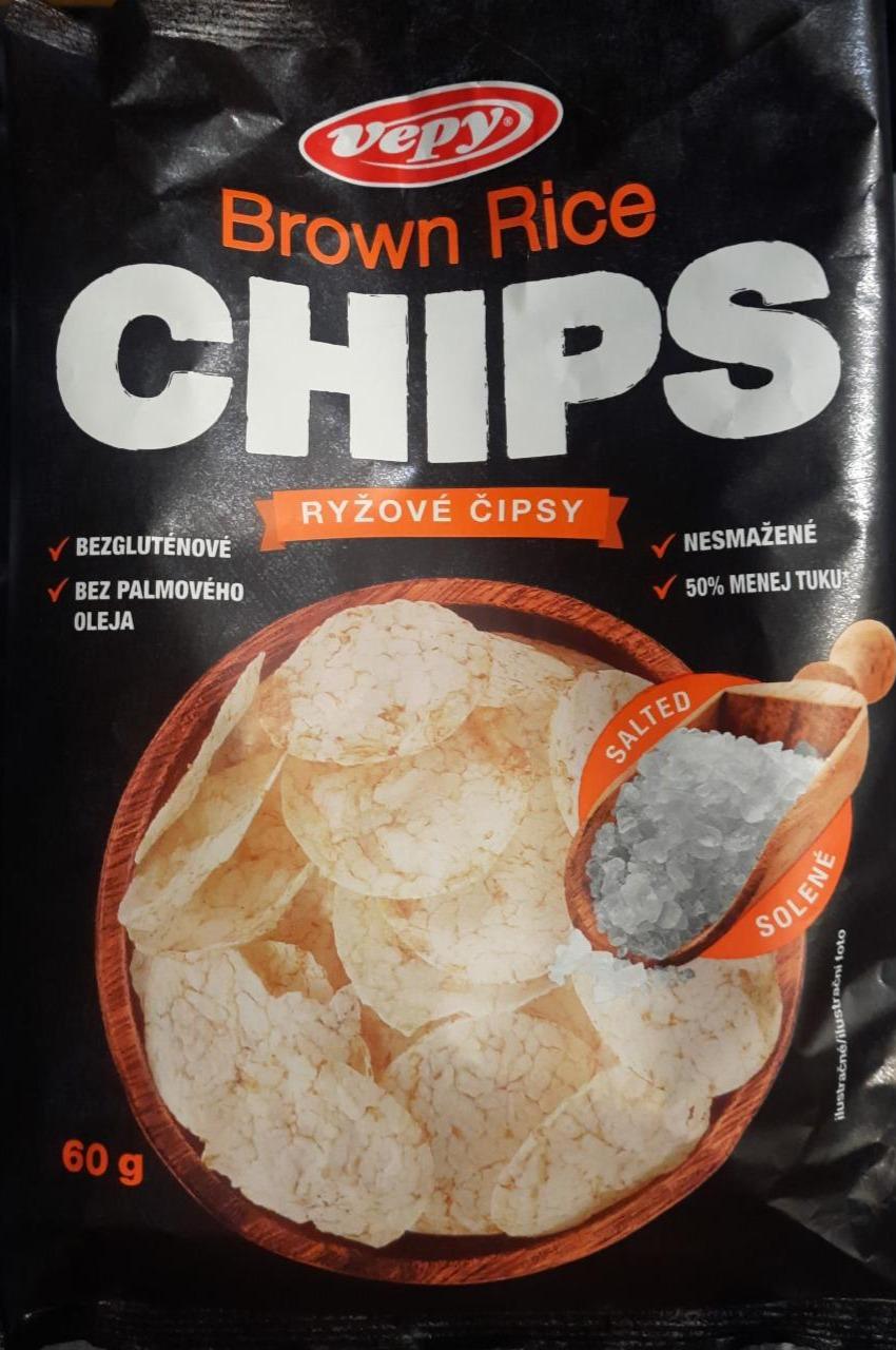 Fotografie - Brown Rice Chips Ryžové čipsy solené Vepy