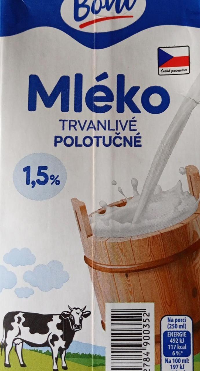 Fotografie - Mléko polotučné trvanlivé 1,5% Boni