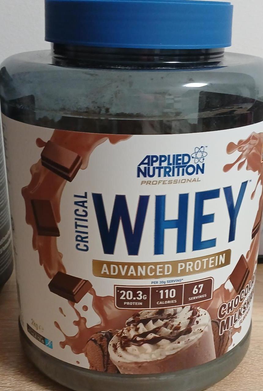 Fotografie - Critical whey advanced protein chocolate milkshake flavour Applied nutrition