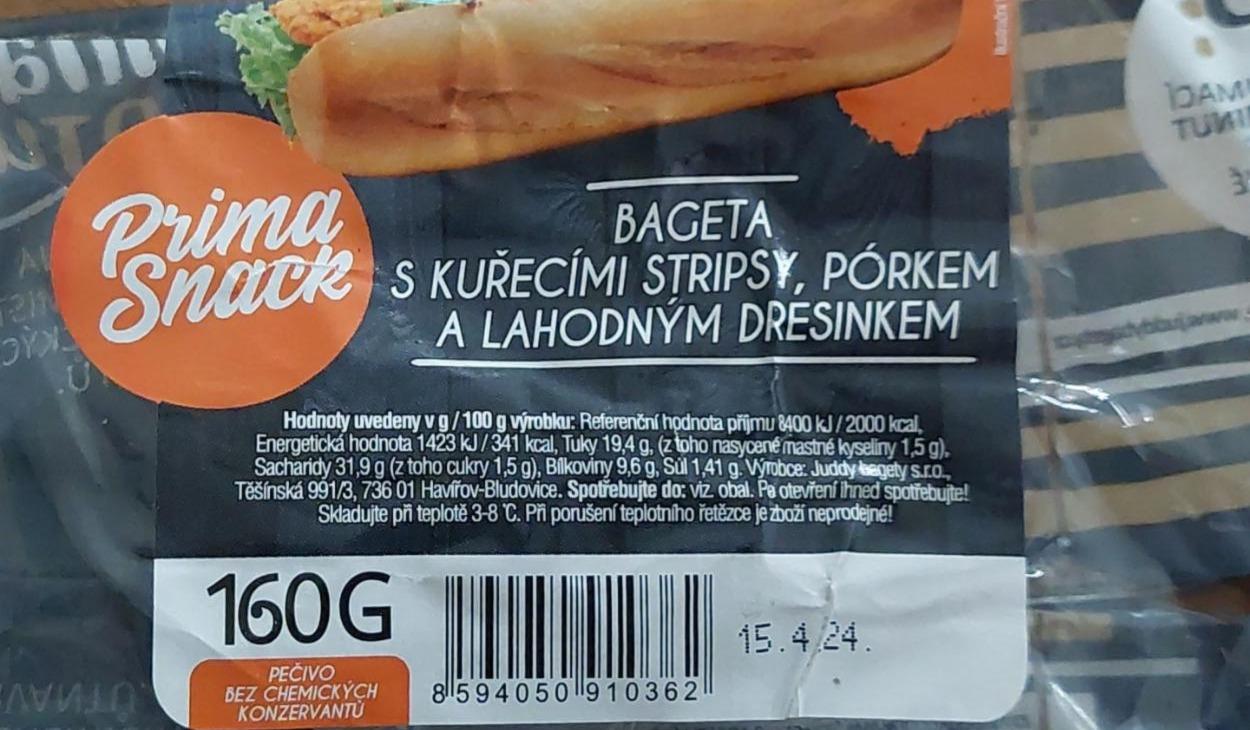 Fotografie - Bageta s kuřecími stripsy, pórkem a lahodným dresinkem Prima snack