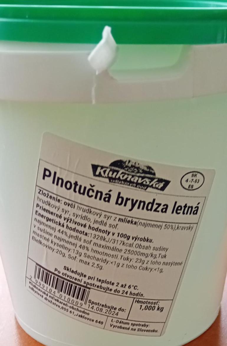 Fotografie - Plnotučná bryndza letná Kluknavska mliekaren