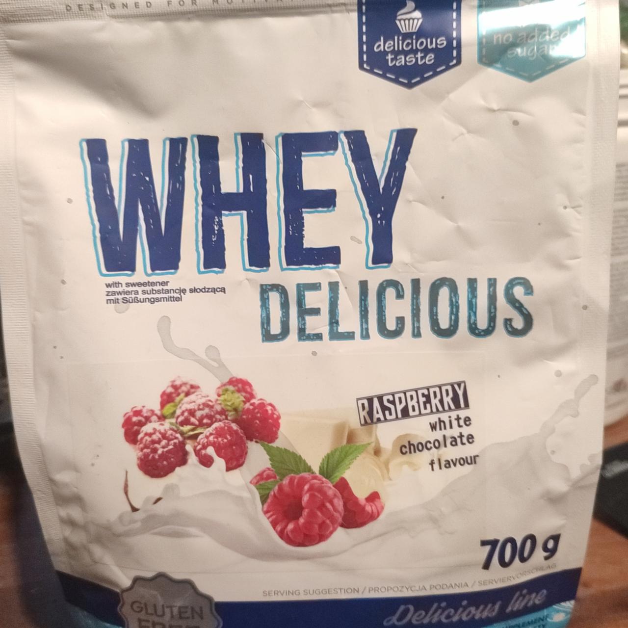 Fotografie - Whey delicious raspberry White choco Delicious taste