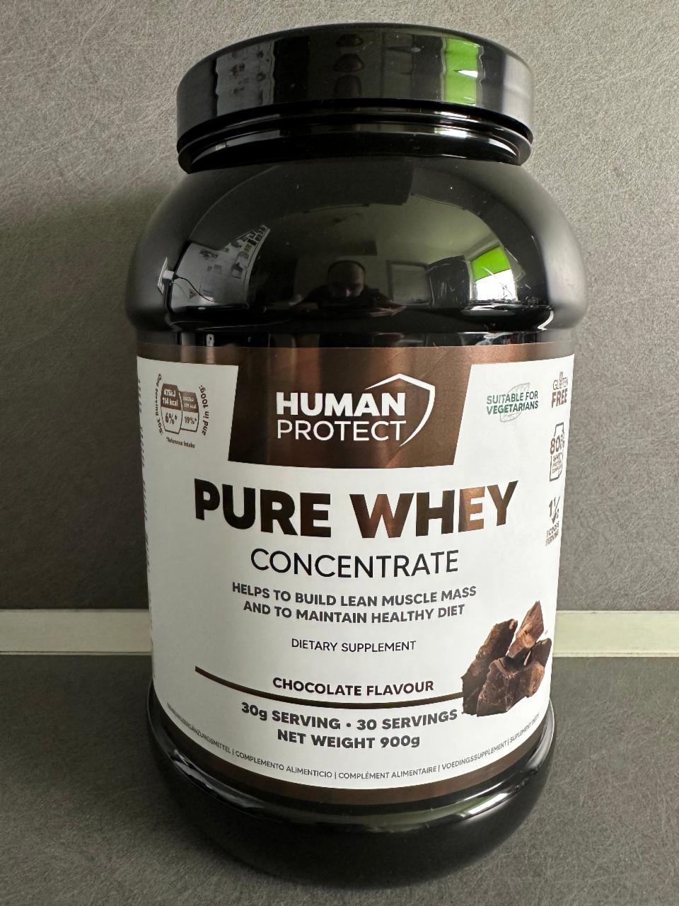 Fotografie - Pure Whey Concentrate Chocolate Flavour Human Protect