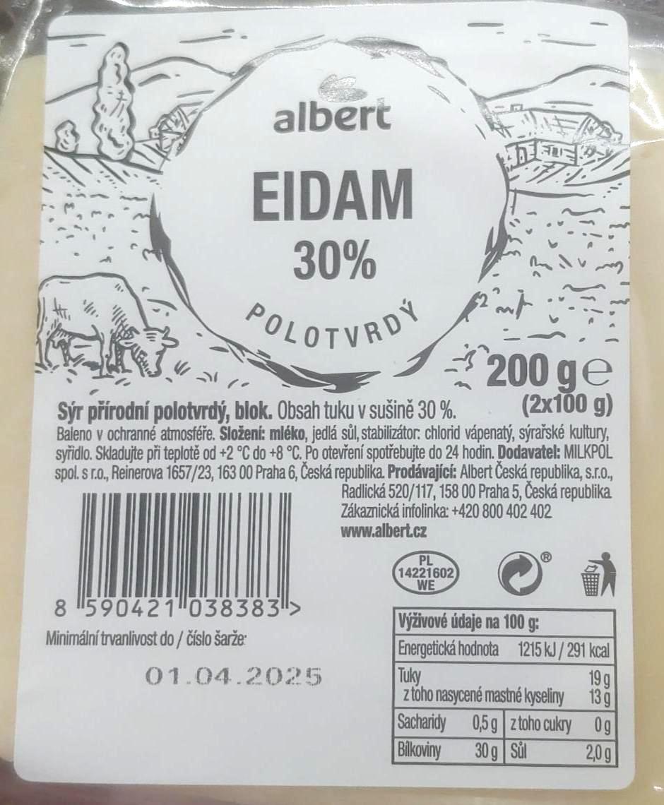 Fotografie - Eidam 30% polotvrdý, blok Albert