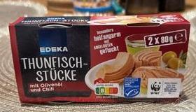 Fotografie - Thunfisch-Stücke mit Olivenöl und Chili Edeka