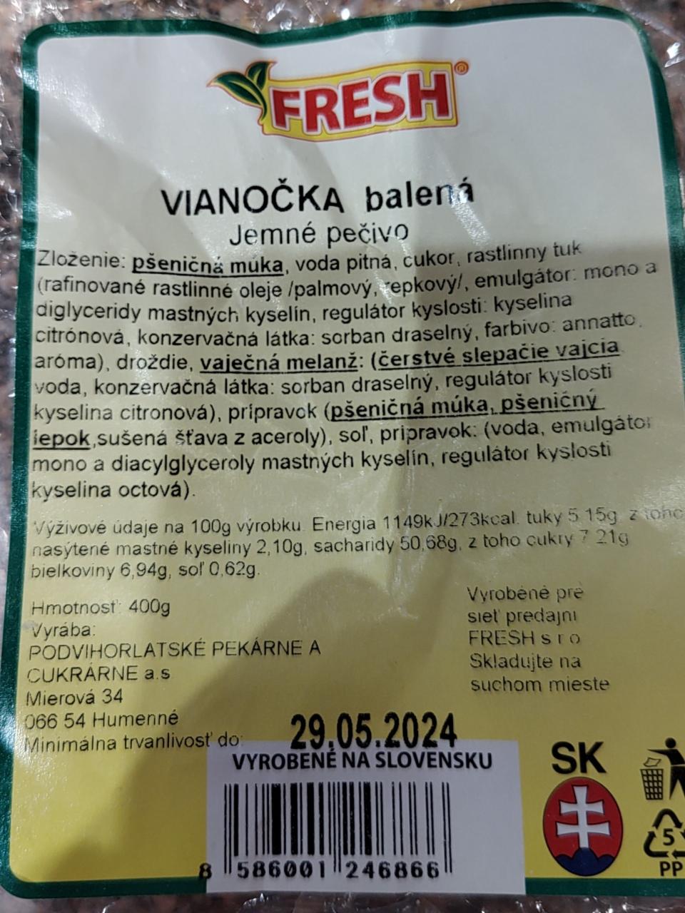 Fotografie - Vianočka balená Fresh