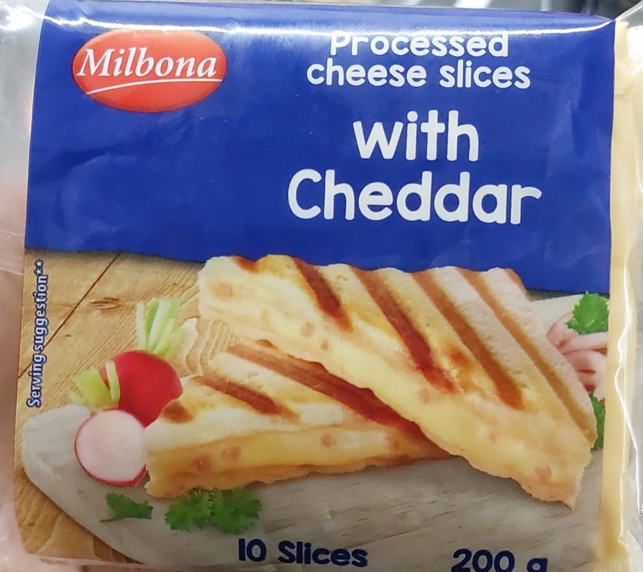Processed cheese slices with Cheddar - nutričné a kJ kalórie, Milbona hodnoty