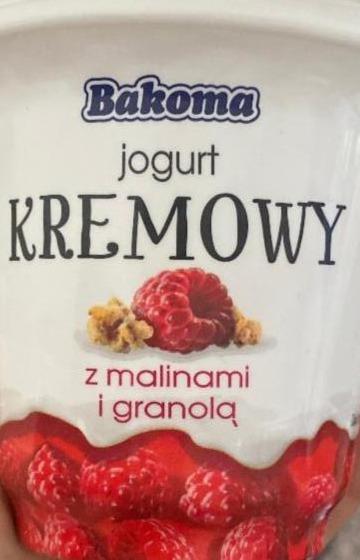 Fotografie - Jogurt kremowy z malinami i granolą Bakoma