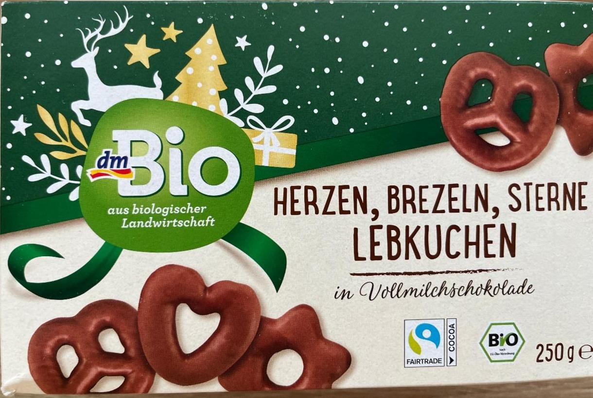 Fotografie - Herzen, brezeln, sterne, lebkuchen in vollmilchschokolade dmBio