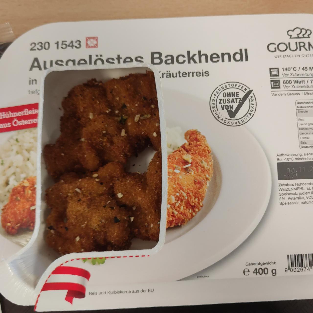 Fotografie - Ausgelöstes Backhendl in Kürbiskernpanade mit Kräuterreis Gourmet