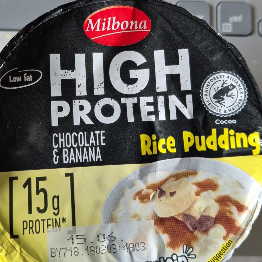 Fotografie - High Portein Rice Pudding Chocolate & Banana Milbona