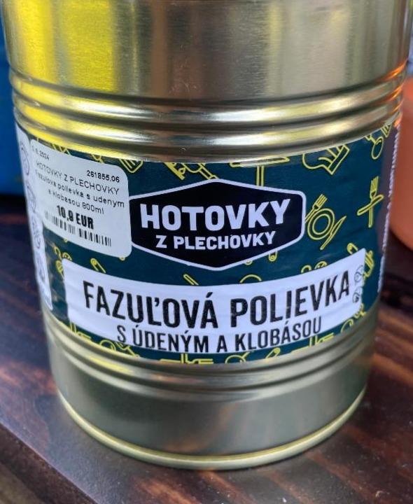 Fotografie - Fazuľová polievka s údeným mäsom a klobásou Hotovky z plechovky