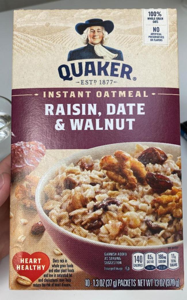 Fotografie - Instant Oatmeal Raisin, Date & Walnut Quaker