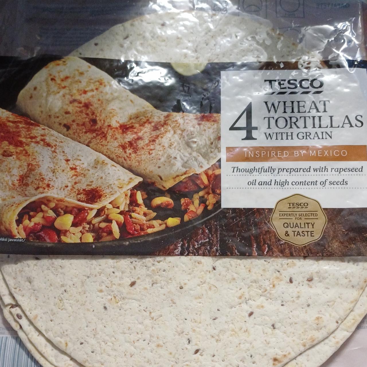 Fotografie - 4 Wheat tortillas with grain inspired by mexico Tesco