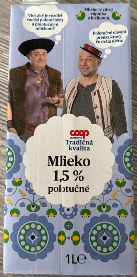 Fotografie - Mlieko polotučné 1.5% Tradičná kvalita Coop